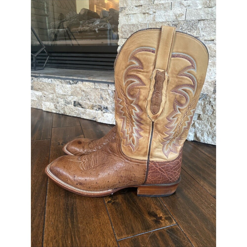 Lucchese Cowboy Line Two Tone Smooth Ostrich Exotic Size 12D